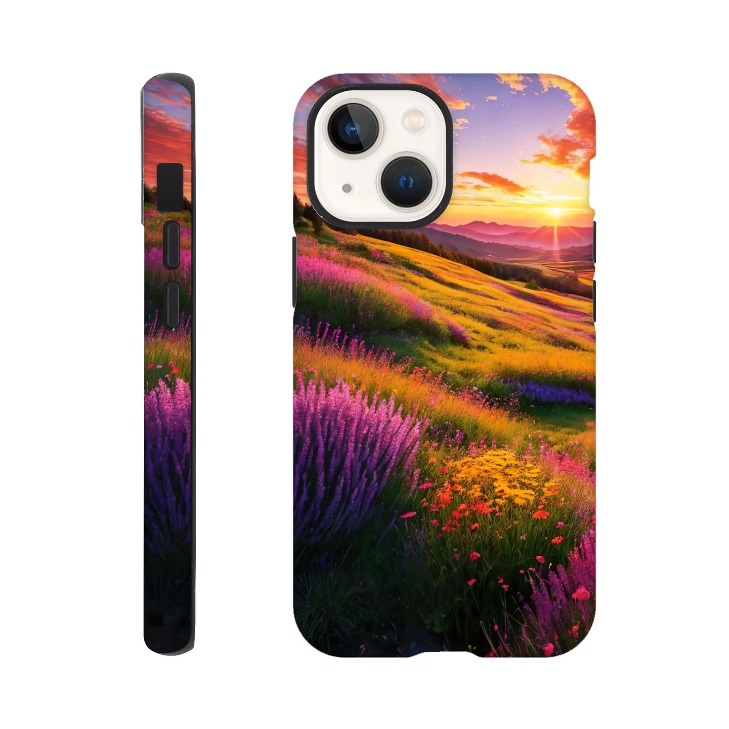 Smartphone-Hülle "Hart" - Berglandschaft - Foto Stil, KI-Kunst RolConArt, Landschaften, iPhone-13-Mini