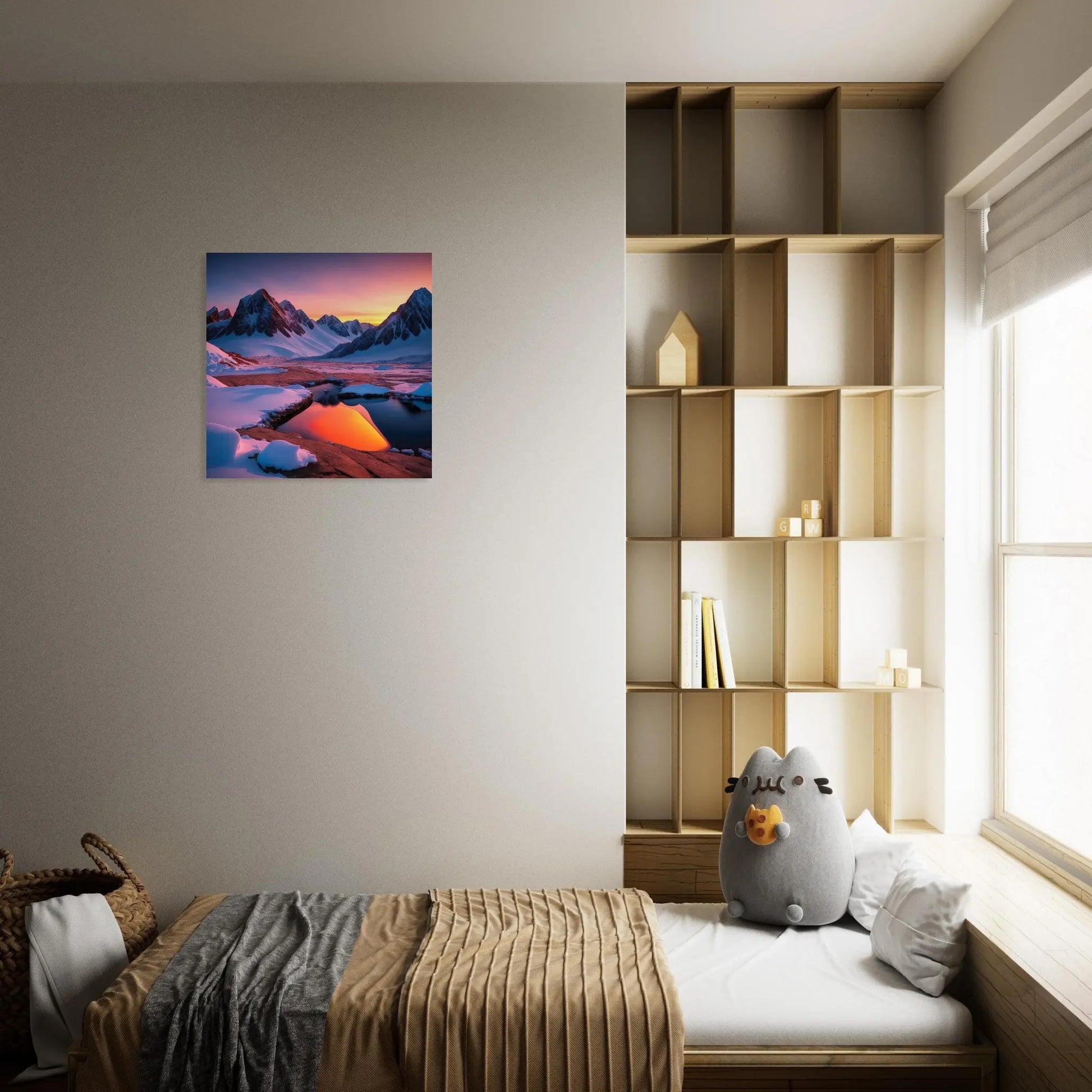 Moderner Forex-Druck - Berglandschaft mit Schnee - Foto Stil, KI-Kunst - RolConArt, Landschaften,