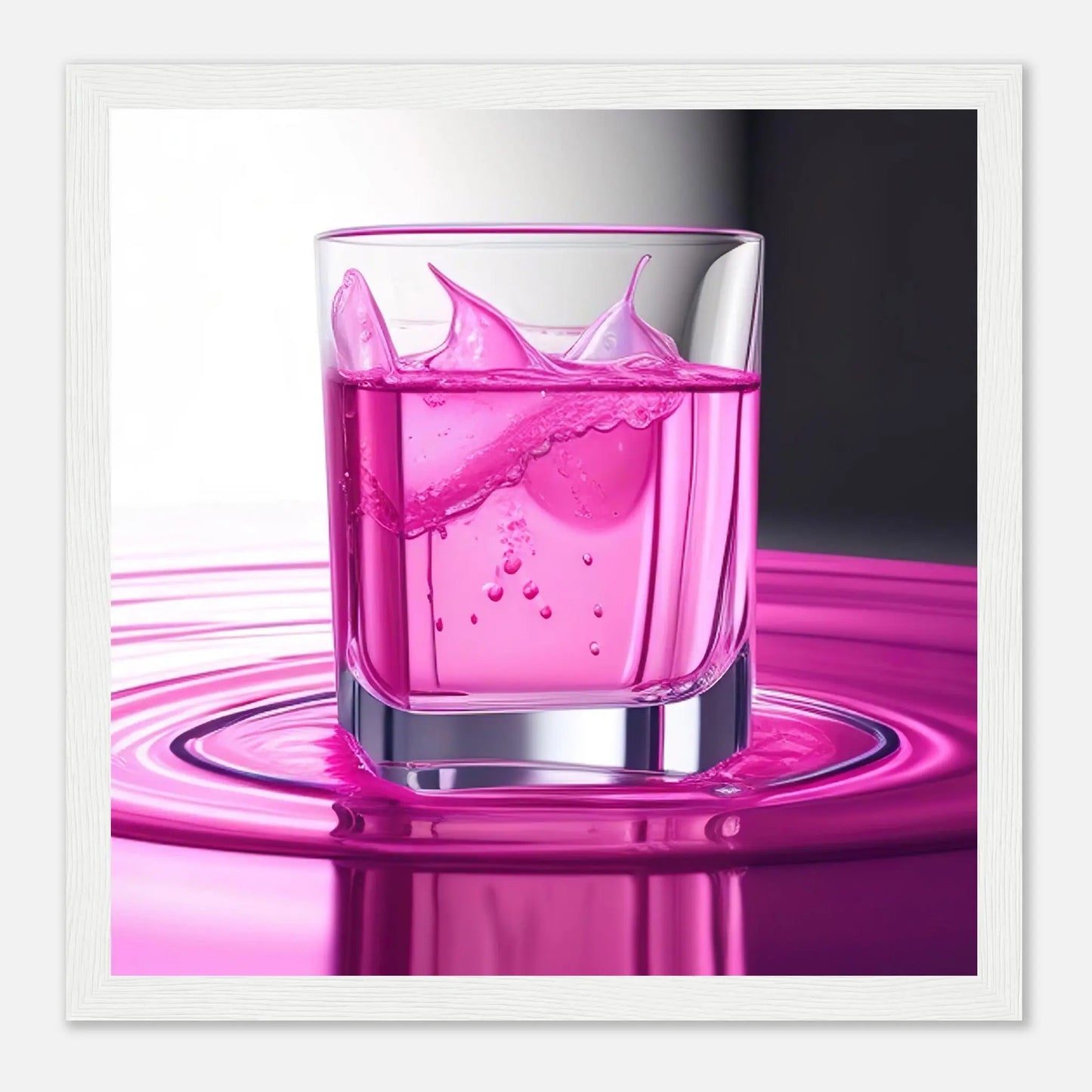 Gerahmtes Premium-Poster - Erfrischendes Rosa - Foto Stil, KI-Kunst - RolConArt, Kreative Vielfalt, 30x30-cm-12x12-Weißer-Rahmen
