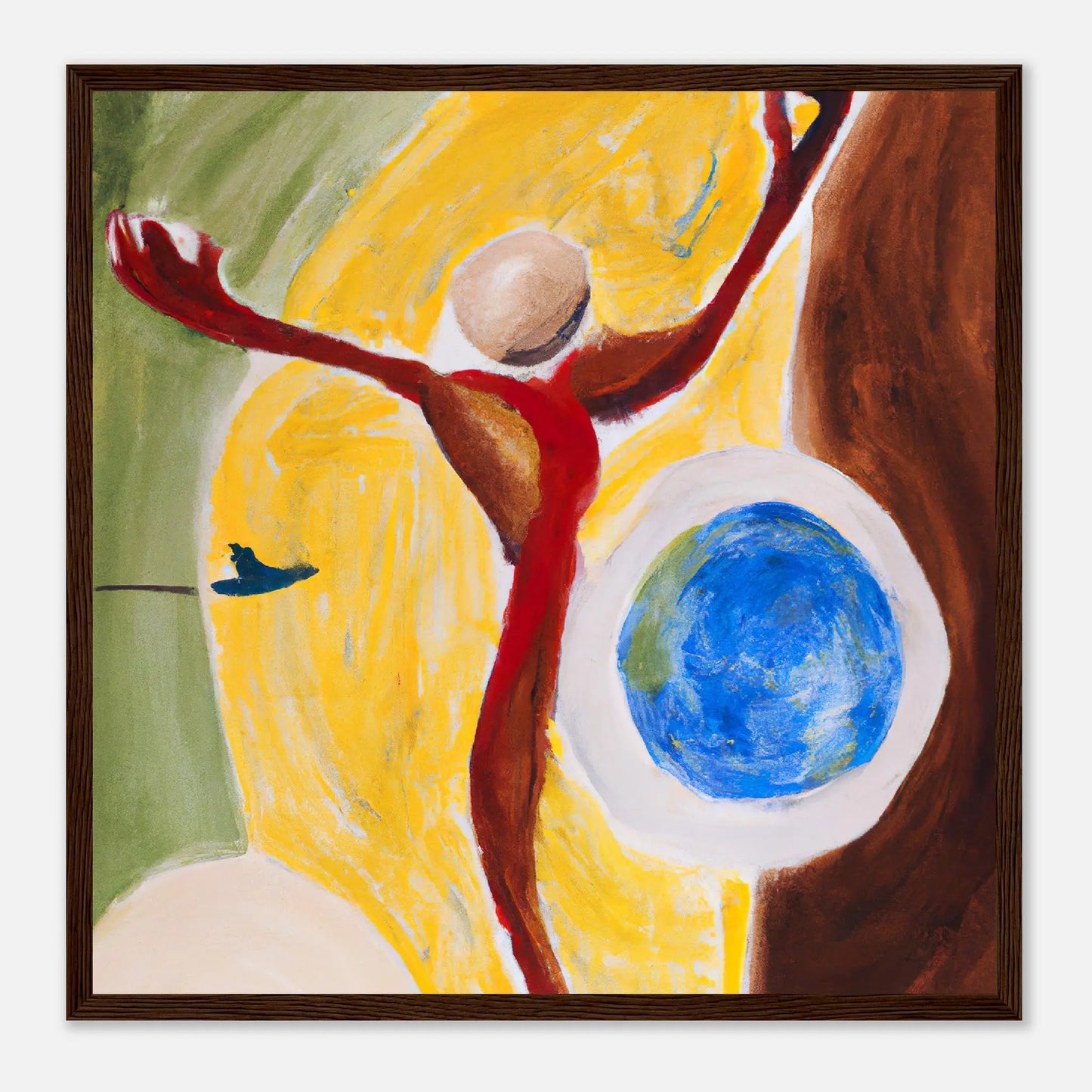 Gerahmtes Premium-Poster - Abstrakt - Malerischer Stil, KI-Kunst - RolConArt, Digitalkunst - Kreative Vielfalt, 50x50-cm-20x20-Dunkles-Holz