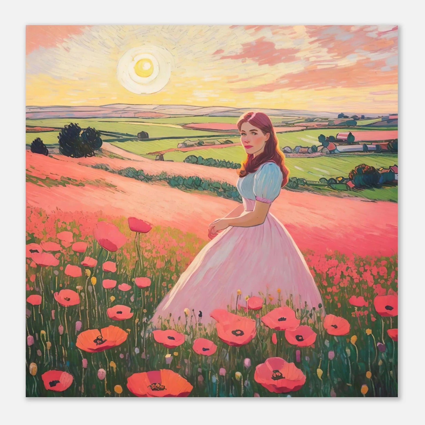 Moderner Forex-Druck - Blühende Landschaft - Malerischer Stil, KI-Kunst - RolConArt, Landschaften,