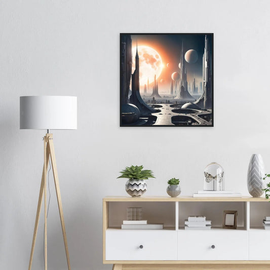 Gerahmtes Premium-Poster -Futuristische Welt- Digitaler Stil, KI-Kunst - RolConArt, Sci-Fi,