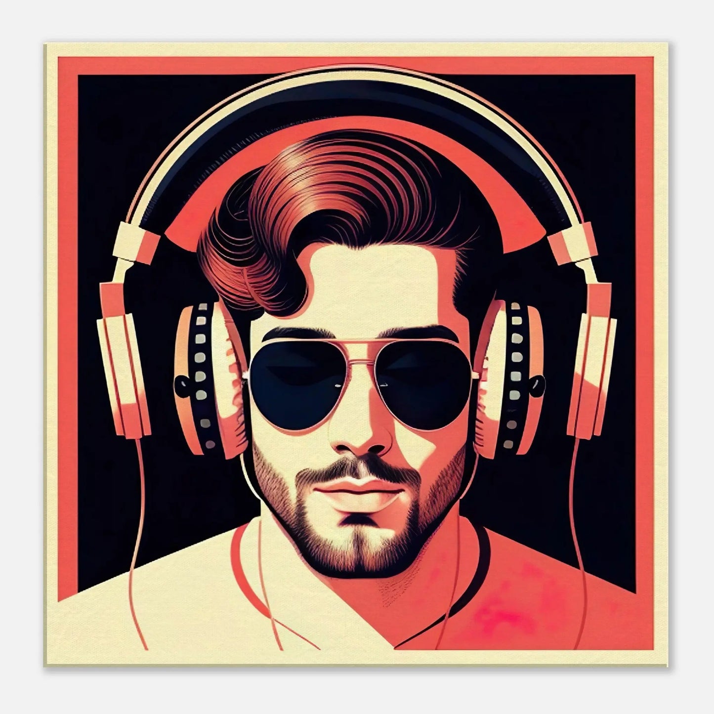 Leinwandbild - Männerporträt im Retro Stil, KI-Kunst - RolConArt, Retro - Porträts, 60x60-cm-24x24