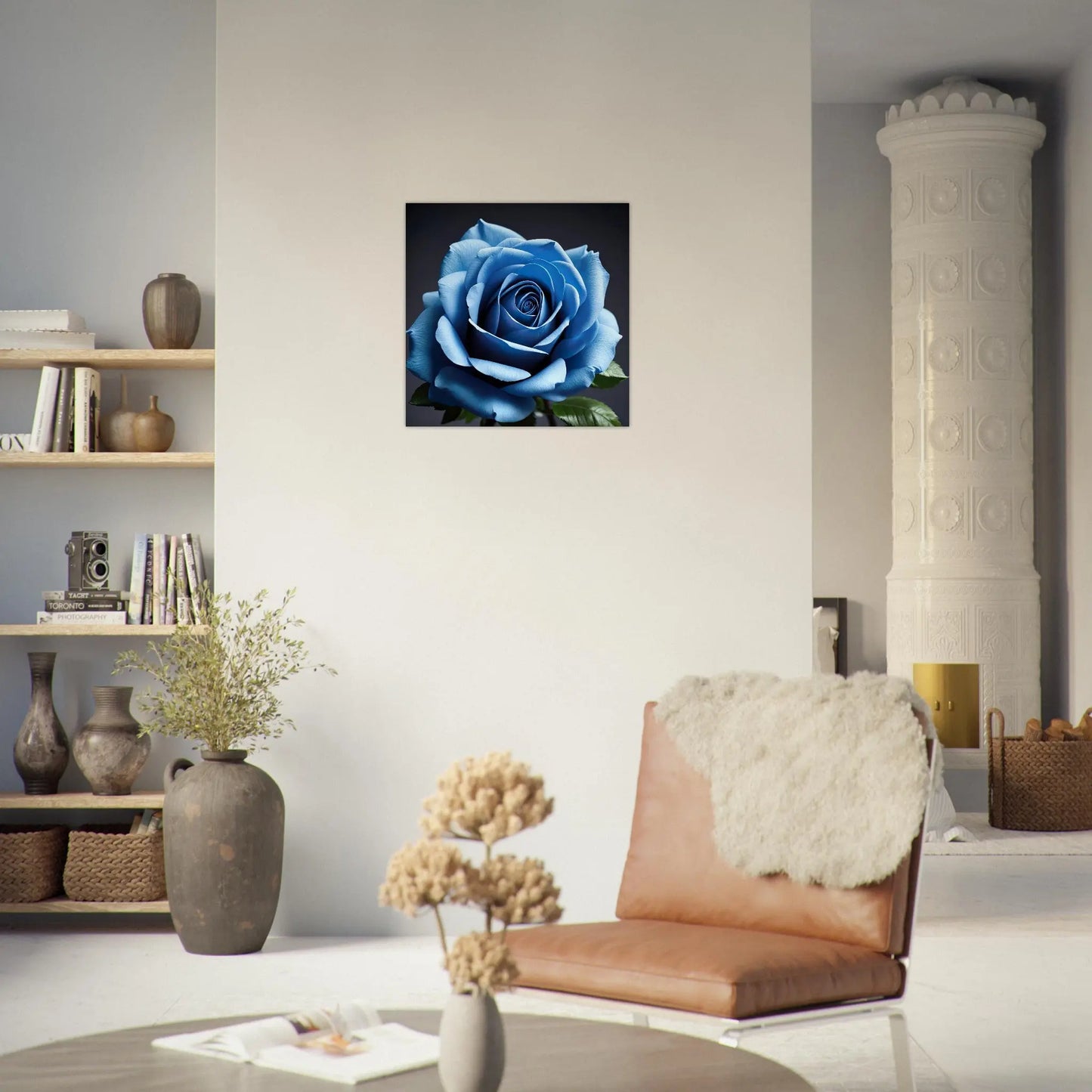 Aluminiumdruck - Blaue Rose - Foto Stil, KI-Kunst - RolConArt, Pflanzen,