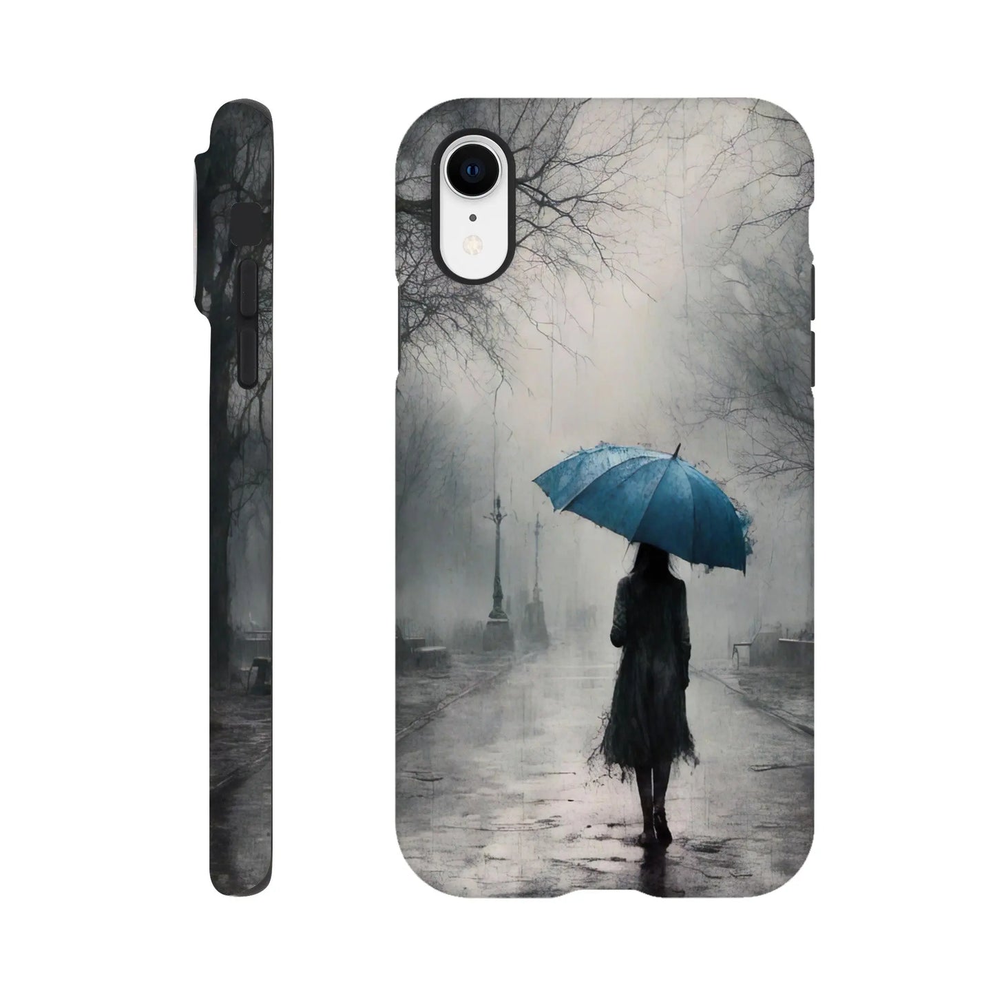 Smartphone-Hülle "Hart" - Frau Im Park - Düsterer Stil, KI-Kunst RolConArt, Malerischer Stil - Porträts, iPhone-XR