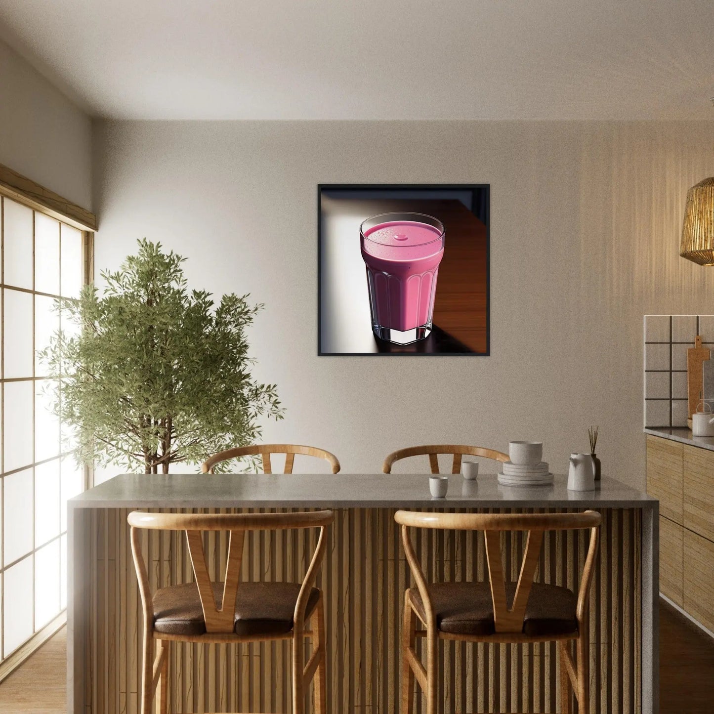 Gerahmtes Premium-Poster - Smoothie im Glas - Foto Stil, KI-Kunst - RolConArt, Kreative Vielfalt,