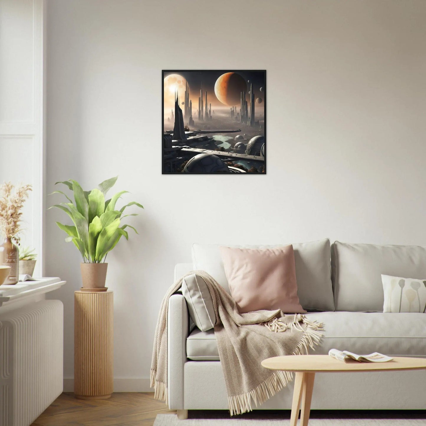 Gerahmtes Premium-Poster -Futuristische Welt- Digitaler Stil, KI-Kunst - RolConArt, Sci-Fi,