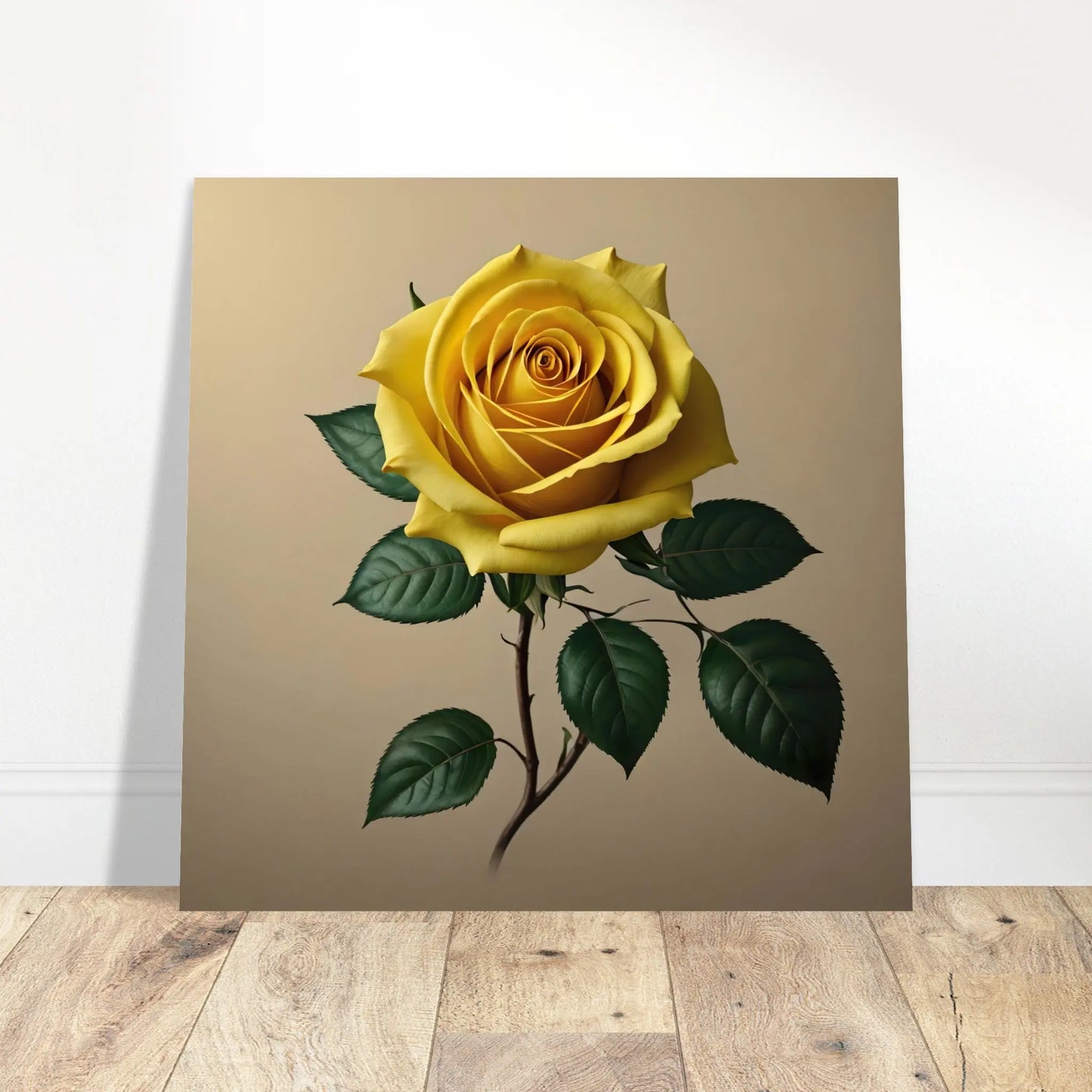 Aluminiumdruck - Gelbe Rose - Foto Stil, KI-Kunst - RolConArt, Pflanzen,