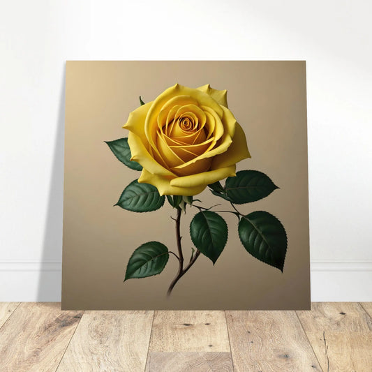 Aluminiumdruck - Gelbe Rose - Foto Stil, KI-Kunst - RolConArt, Pflanzen,
