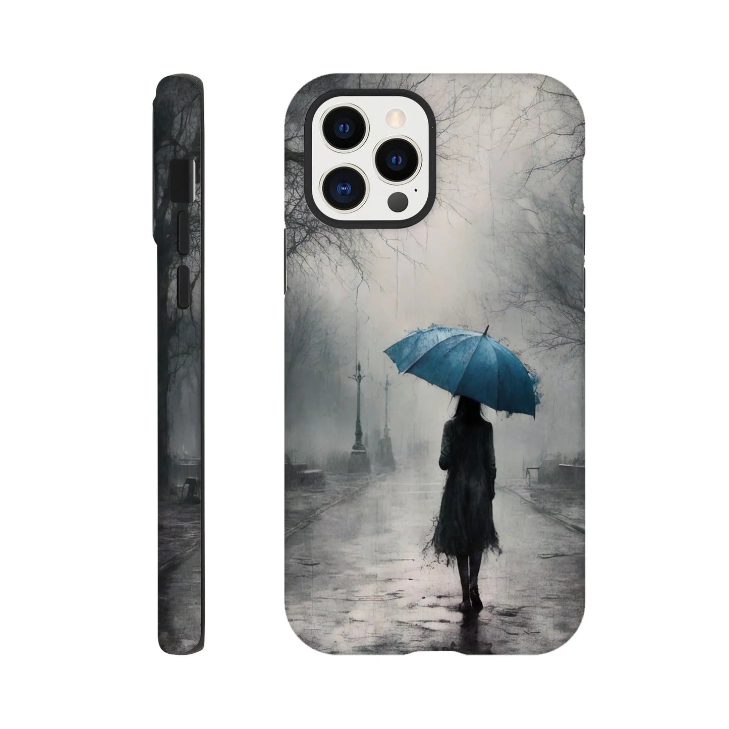 Smartphone-Hülle "Hart" - Frau Im Park - Düsterer Stil, KI-Kunst RolConArt, Malerischer Stil - Porträts, iPhone-12-Pro