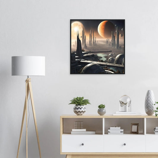 Gerahmtes Premium-Poster -Futuristische Welt- Digitaler Stil, KI-Kunst - RolConArt, Sci-Fi,