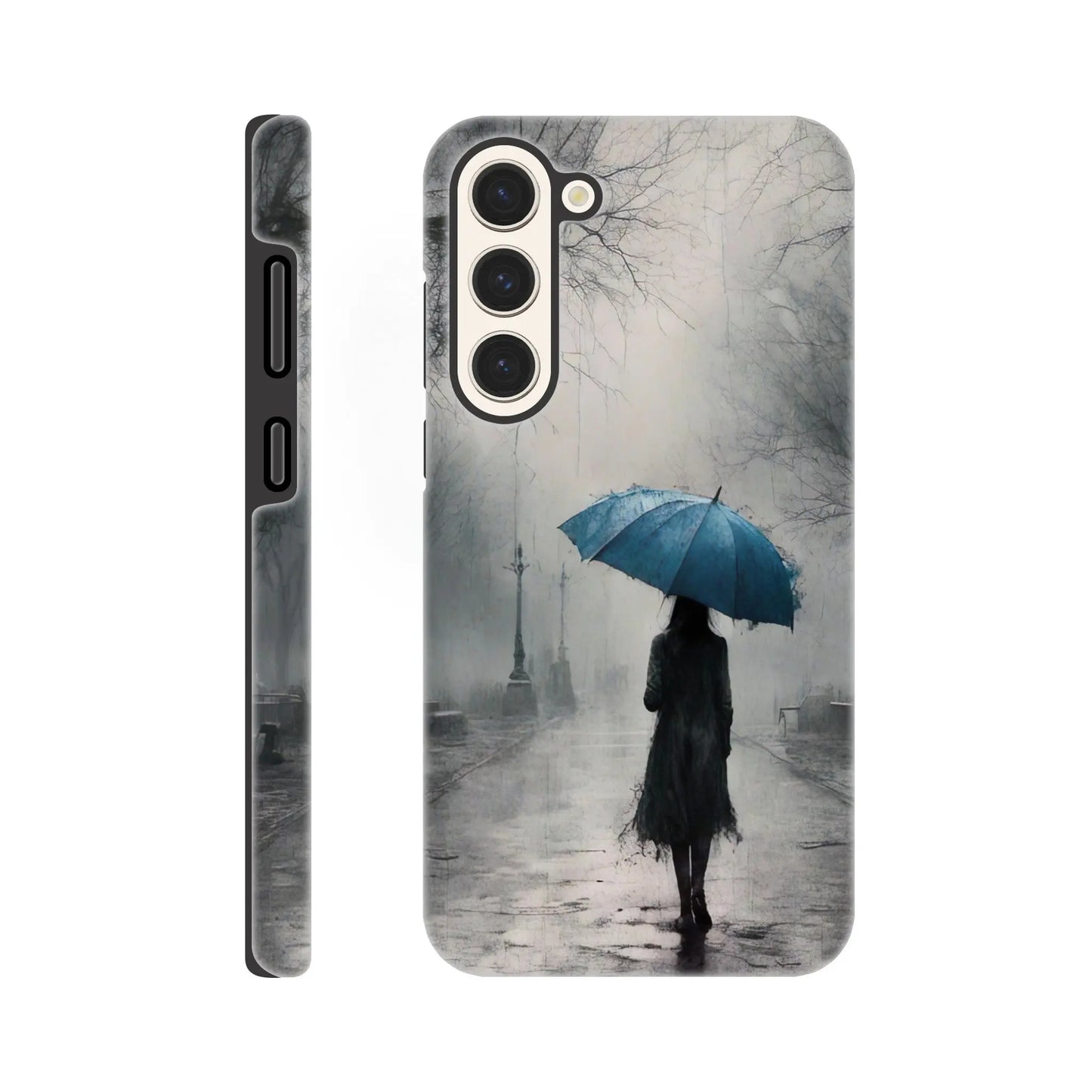 Smartphone-Hülle "Hart" - Frau Im Park - Düsterer Stil, KI-Kunst RolConArt, Malerischer Stil - Porträts, Galaxy-S23-Plus