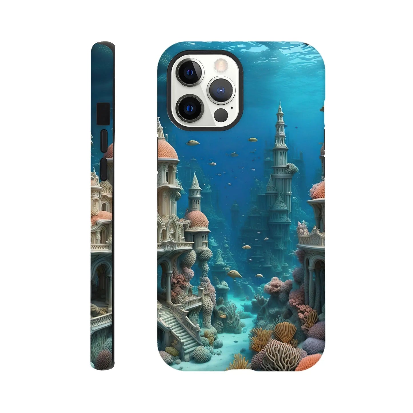 Smartphone-Hülle "Hart" - Unterwasserwelt - Digitaler Stil, KI-Kunst RolConArt, Unterwasserlandschaften, iPhone-12-Pro-Max