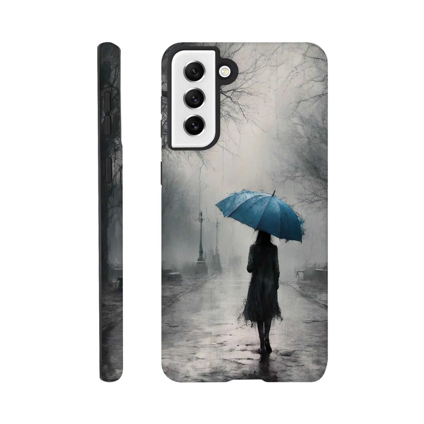 Smartphone-Hülle "Hart" - Frau Im Park - Düsterer Stil, KI-Kunst RolConArt, Malerischer Stil - Porträts, Galaxy-S21-Plus