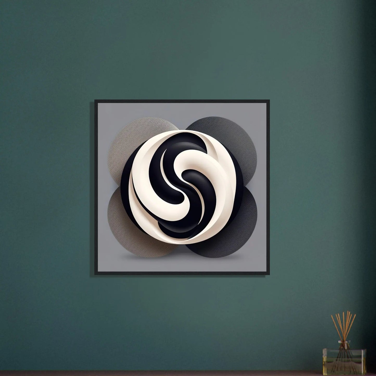 Gerahmtes Premium-Poster - Yin Yang - Digitaler Stil, KI-Kunst - RolConArt, Kreative Vielfalt,