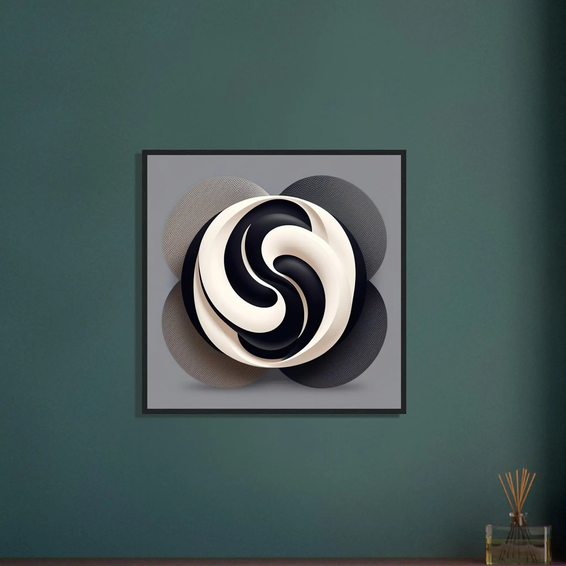 Gerahmtes Premium-Poster - Yin Yang - Digitaler Stil, KI-Kunst - RolConArt, Kreative Vielfalt,