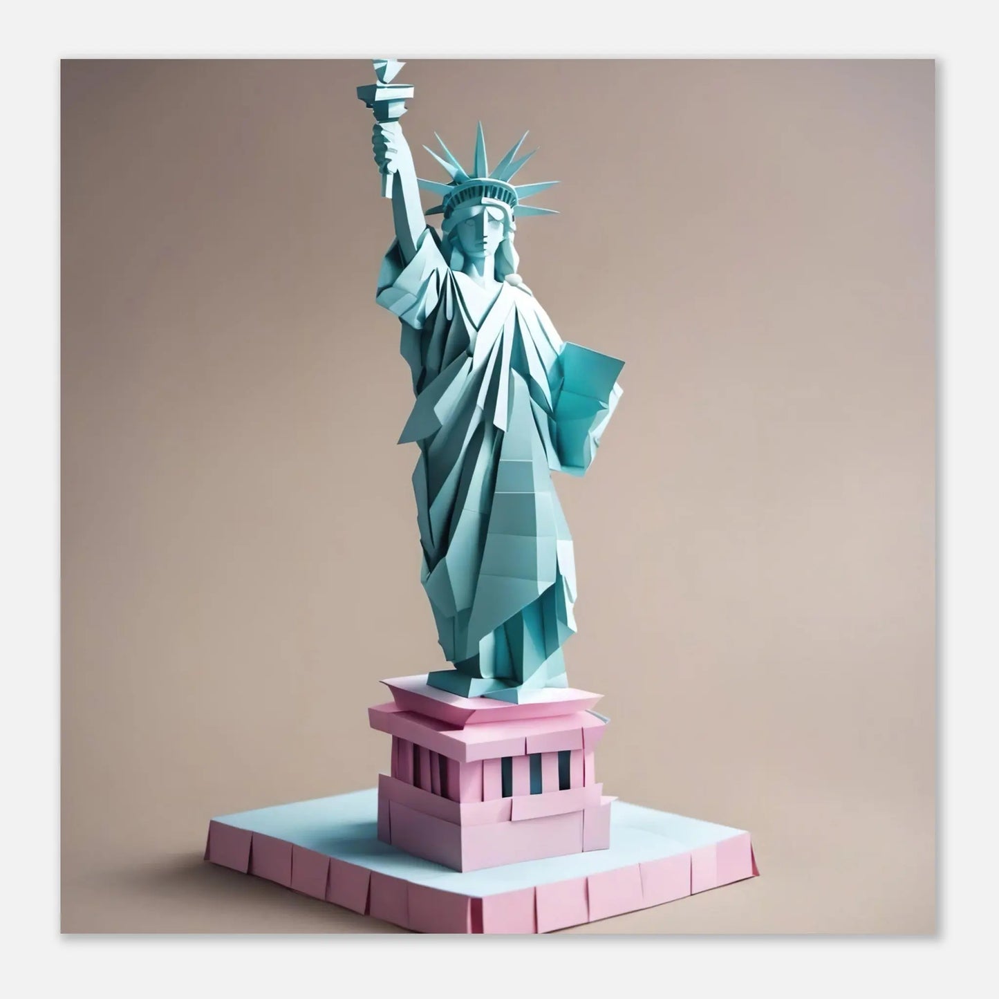 Aluminiumdruck - Freiheitsstatue - Origami Stil, KI-Kunst RolConArt