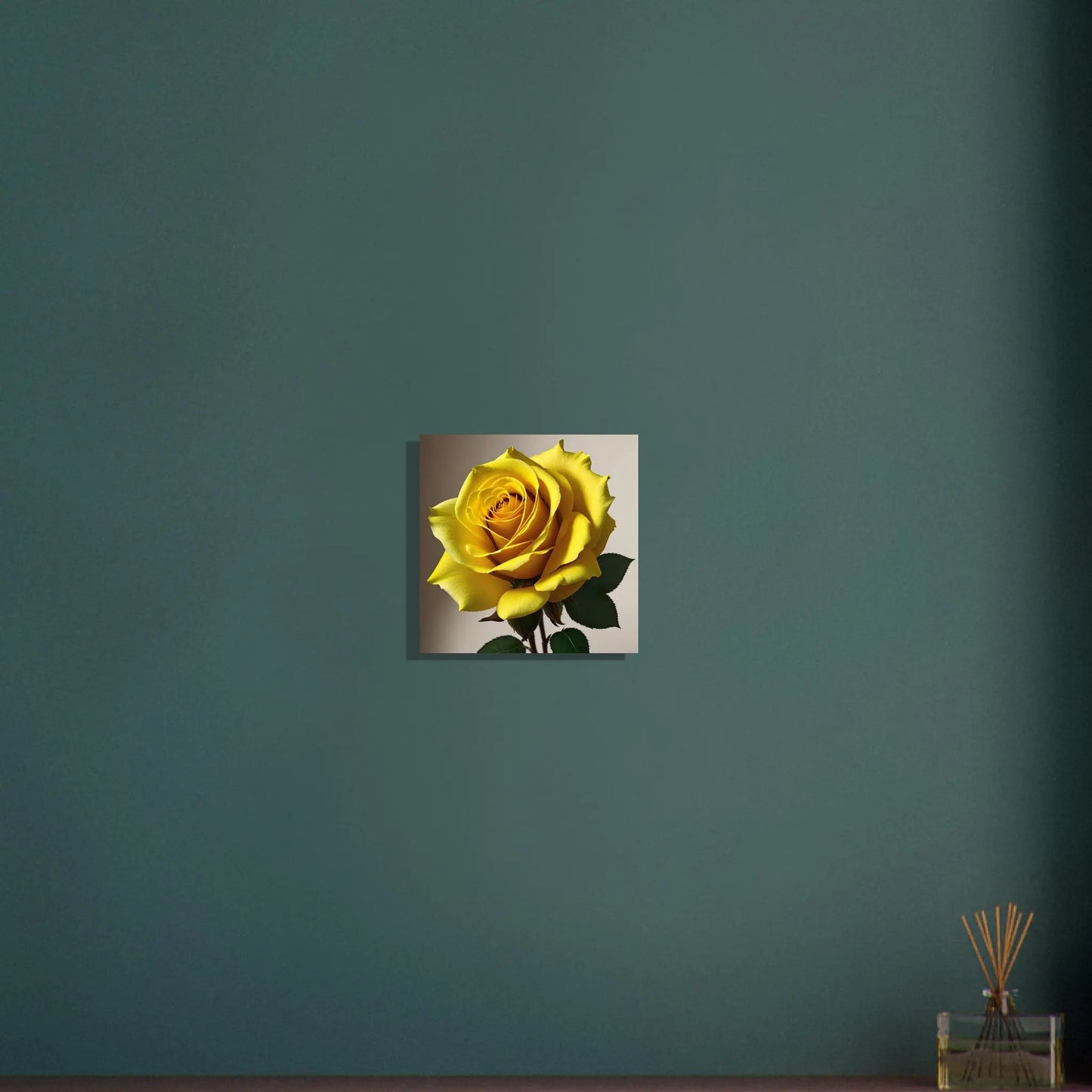 Aluminiumdruck - Gelbe Rose - Foto Stil, KI-Kunst - RolConArt, Pflanzen, 30x30-cm-12x12