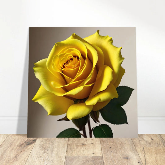 Aluminiumdruck - Gelbe Rose - Foto Stil, KI-Kunst - RolConArt, Pflanzen,