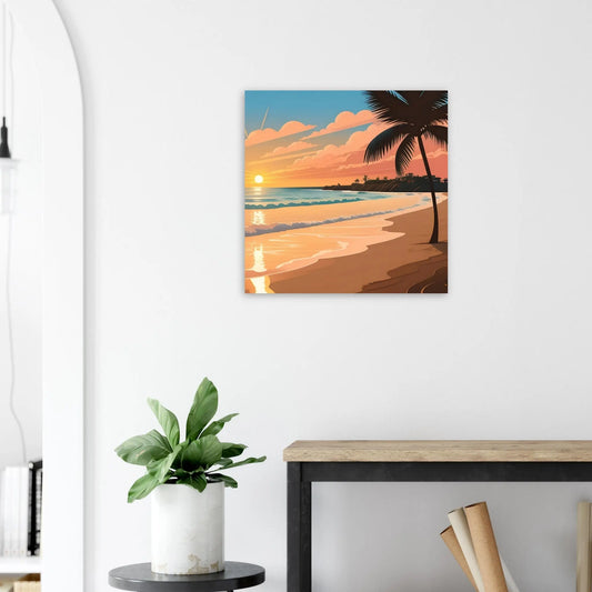 Moderner Forex-Druck - Abendsonne am Meer - Digitaler Stil, KI-Kunst - RolConArt, Landschaften, 60x60-cm-24x24-Schwarz