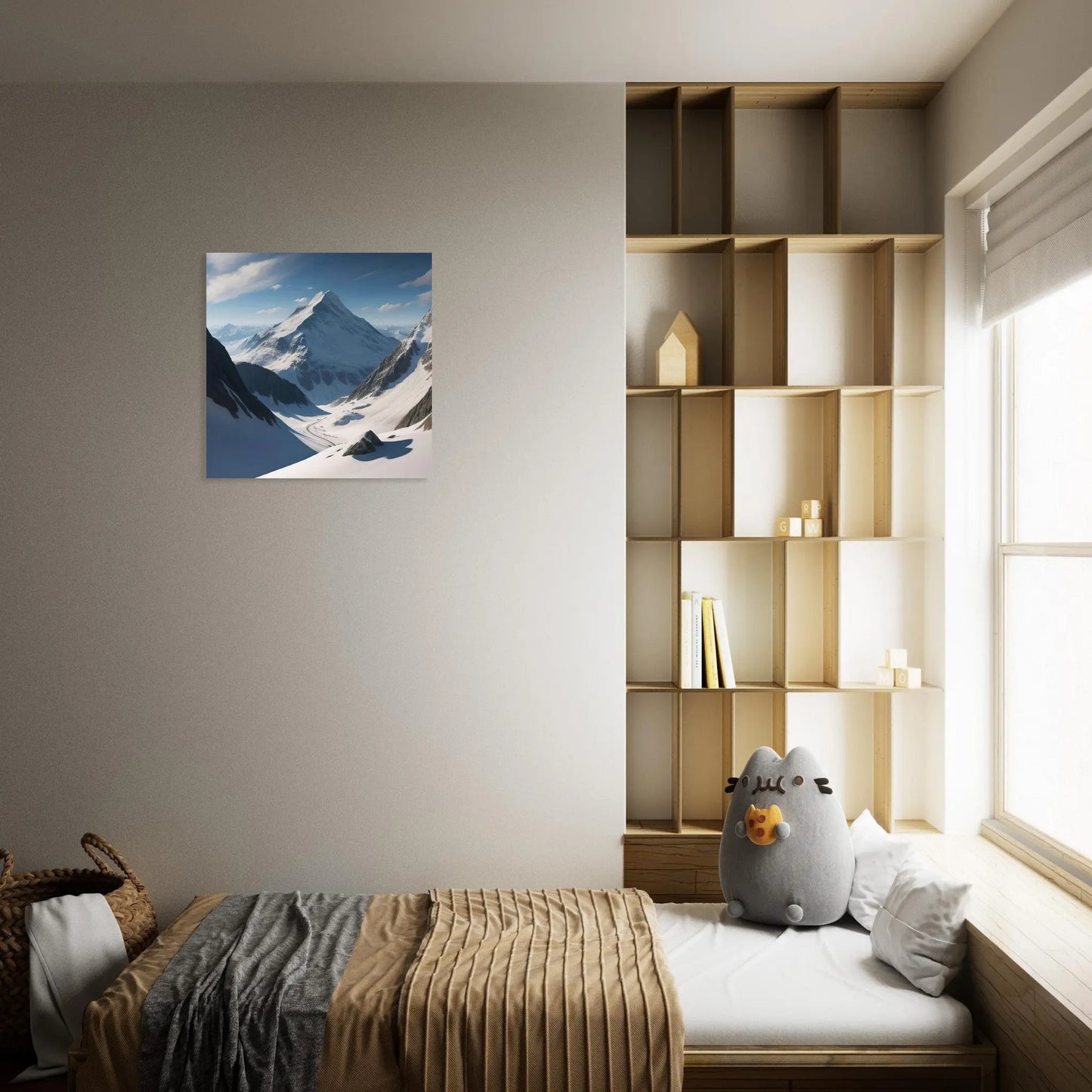 Moderner Forex-Druck - Berglandschaft mit Schnee - Foto Stil, KI-Kunst - RolConArt, Landschaften,