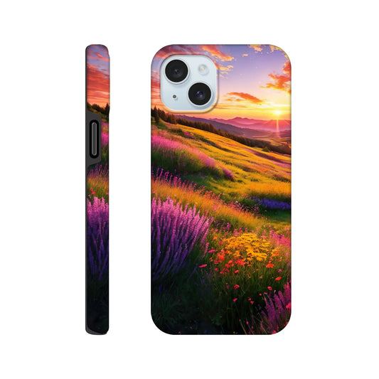 Smartphone-Hülle "Hart" - Berglandschaft - Foto Stil, KI-Kunst RolConArt, Landschaften, iPhone-15-Plus