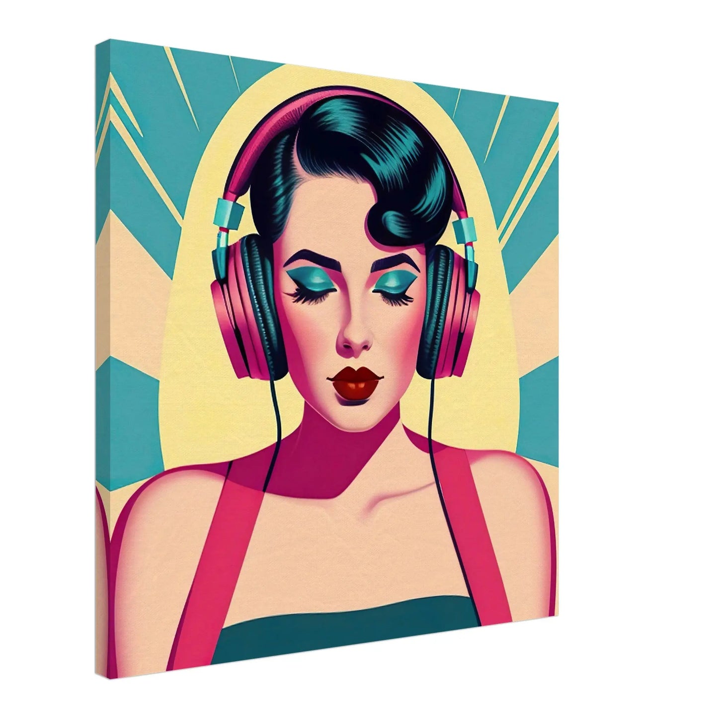 Leinwandbild - Frauenporträt im Retro Stil, KI-Kunst - RolConArt, Retro - Porträts,