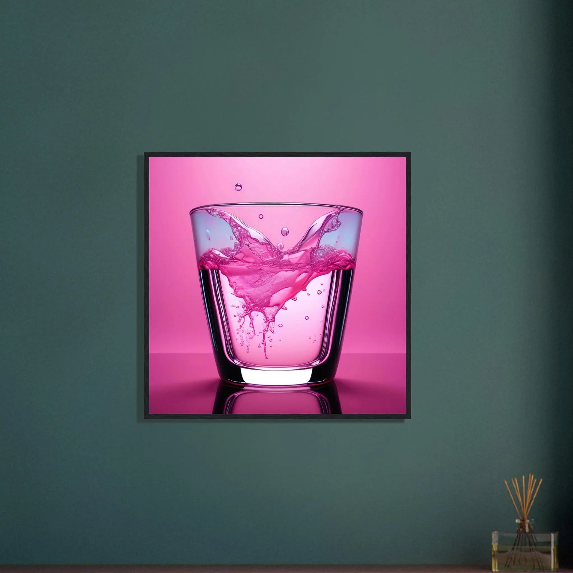 Gerahmtes Premium-Poster - Erfrischendes Rosa - Foto Stil, KI-Kunst - RolConArt, Kreative Vielfalt,