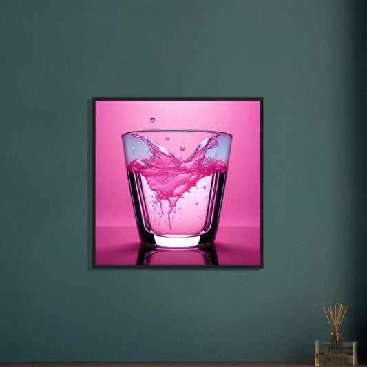 Gerahmtes Premium-Poster - Erfrischendes Rosa - Foto Stil, KI-Kunst - RolConArt, Kreative Vielfalt,