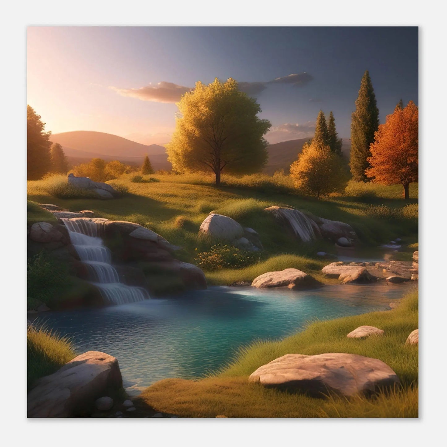 Moderner Forex-Druck - Landschaftsidylle - Foto Stil, KI-Kunst - RolConArt, Landschaften,