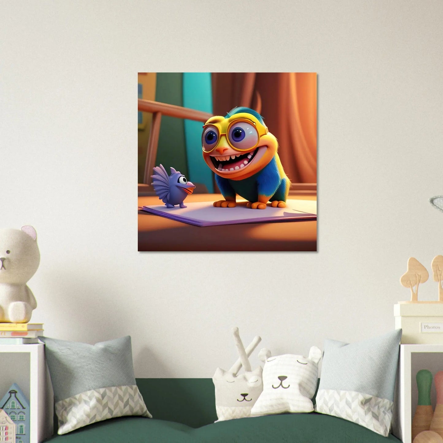 Aluminiumdruck - Lustiges Monster - Kinderbild, 3D-Stil, KI-Kunst RolConArt