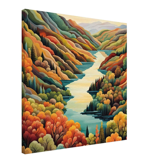 Leinwandbild - Landschaft mit See - Malerischer Stil, KI-Kunst - RolConArt, Landschaften,