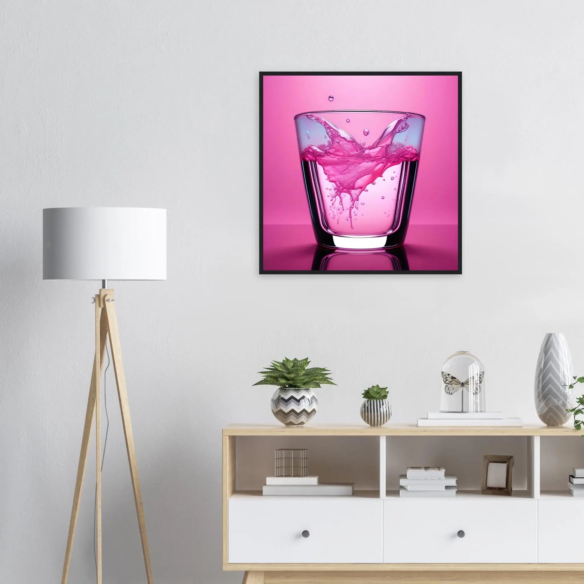 Gerahmtes Premium-Poster - Erfrischendes Rosa - Foto Stil, KI-Kunst - RolConArt, Kreative Vielfalt,