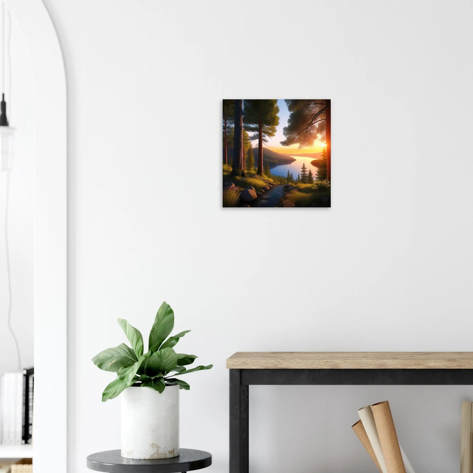 Moderner Forex-Druck - Bergpanorama - Foto Stil, KI-Kunst - RolConArt, Landschaften, 40x40-cm-16x16-Schwarz