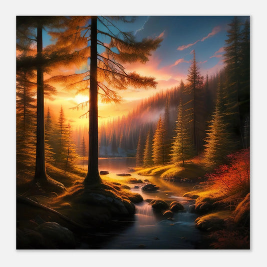 Moderner Forex-Druck - Waldlandschaft - Foto Stil, KI-Kunst - RolConArt, Landschaften,