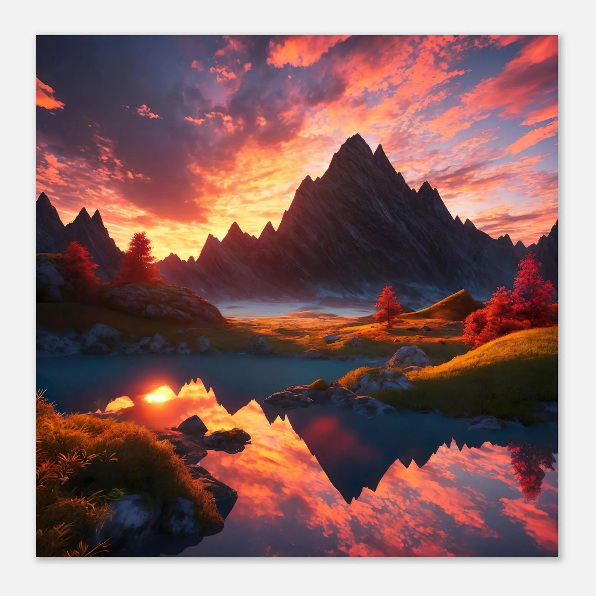 Moderner Forex-Druck - Bergpanorama - Foto Stil, KI-Kunst - RolConArt, Landschaften,