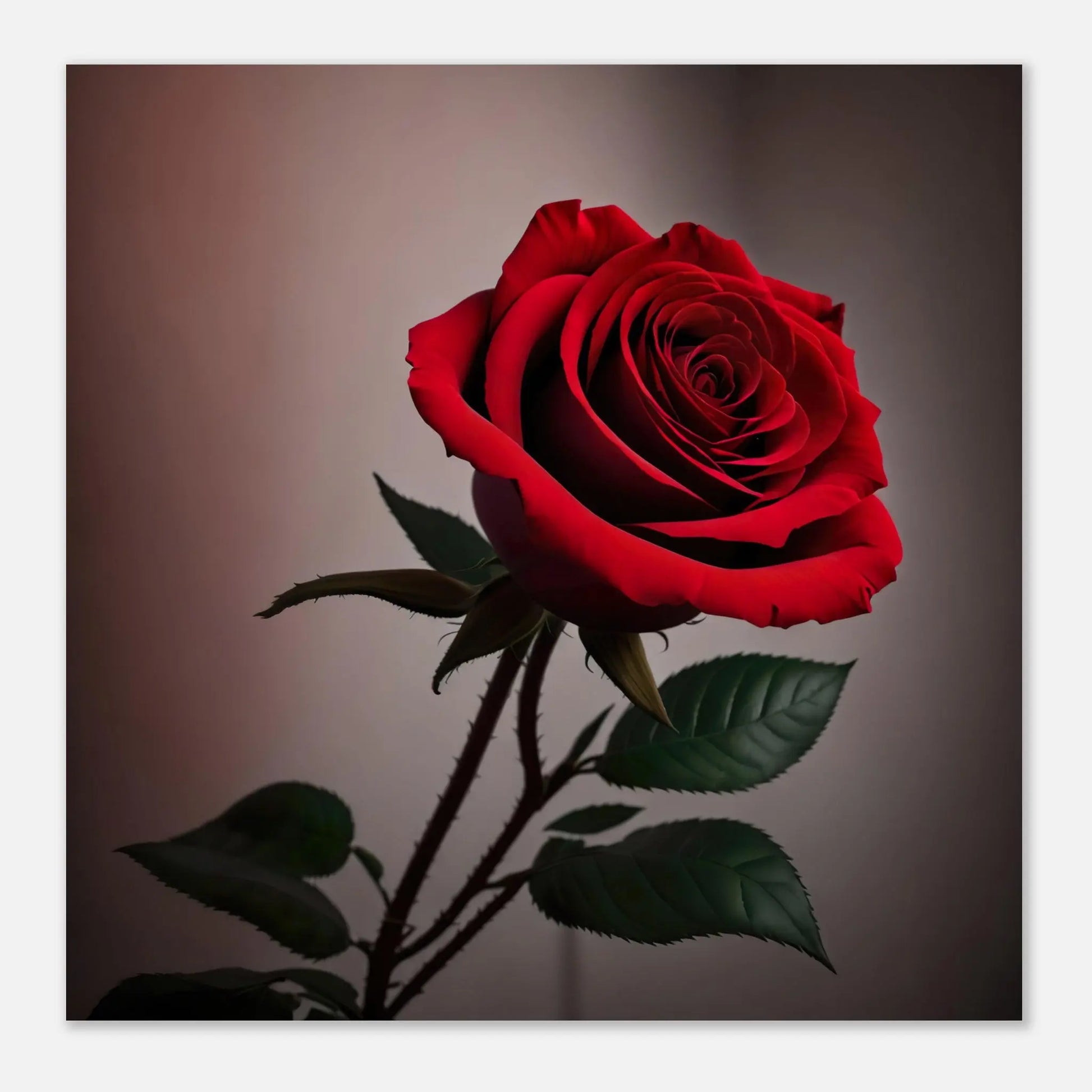 Aluminiumdruck - Rote Rose - Foto Stil, KI-Kunst - RolConArt, Pflanzen,