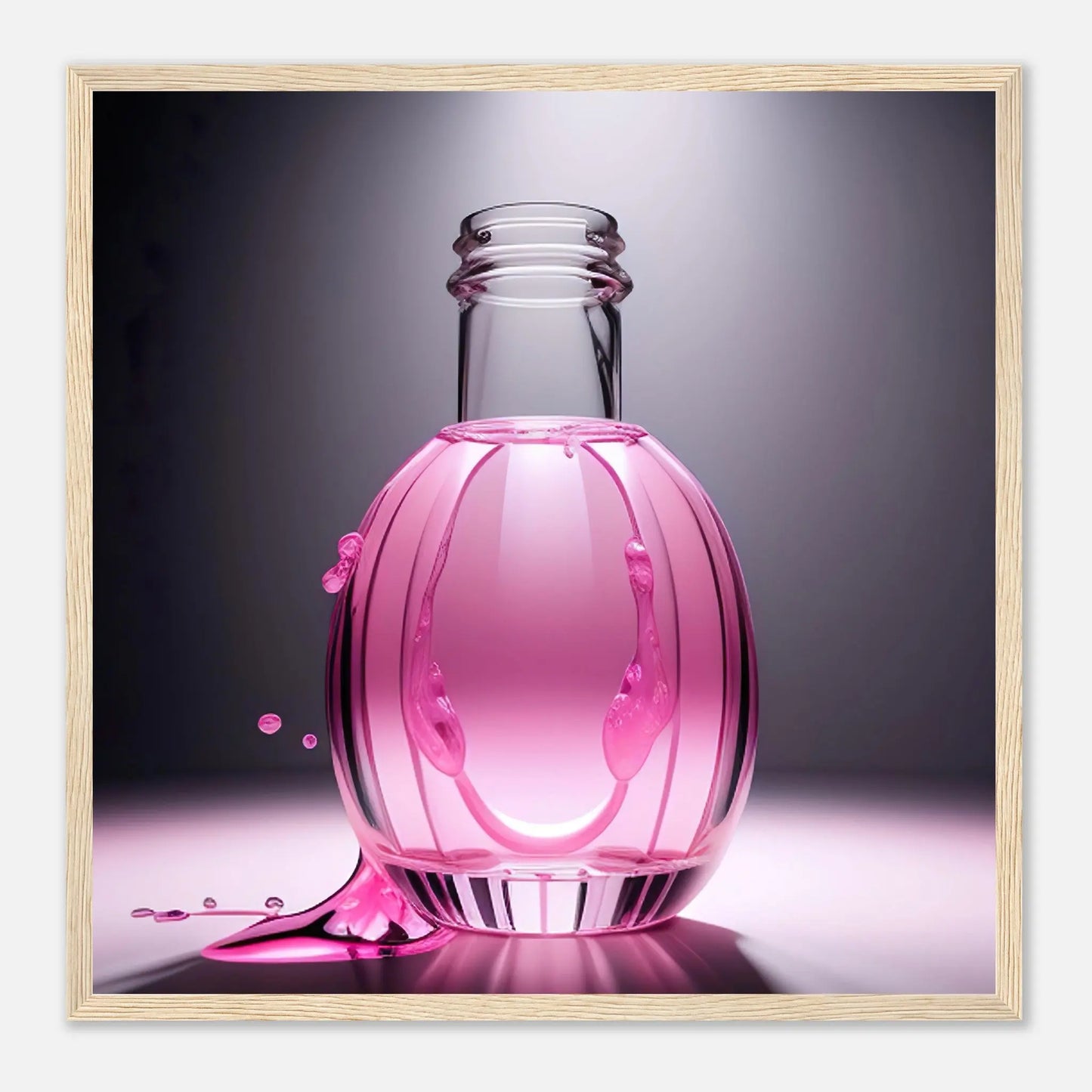 Gerahmtes Premium-Poster - Rosa Flüssigkeit - Foto Stil, KI-Kunst - RolConArt, Kreative Vielfalt, 50x50-cm-20x20-Holzrahmen