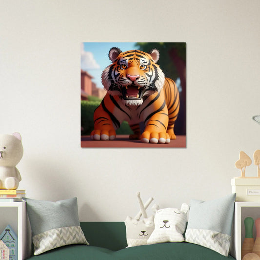 Aluminiumdruck - Wilder Tiger - Kinderbild, 3D-Stil, KI-Kunst RolConArt