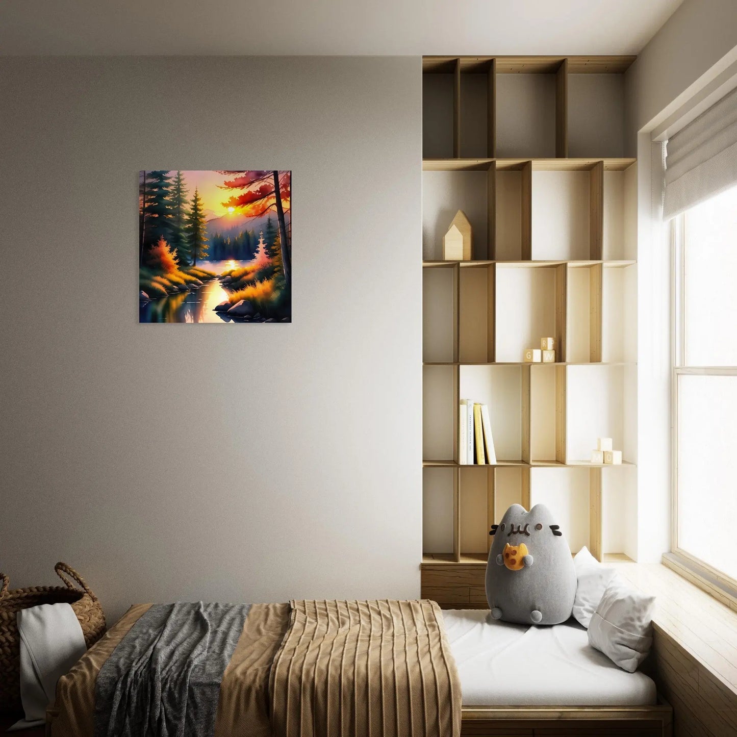 Moderner Forex-Druck - Landschaft mit See - Malerischer Stil, KI-Kunst - RolConArt, Landschaften,