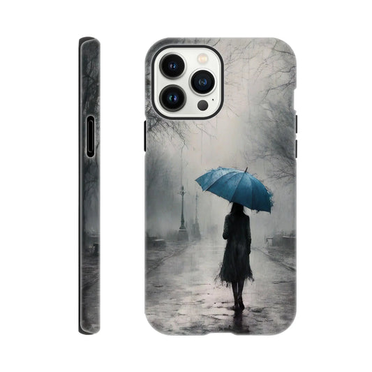 Smartphone-Hülle "Hart" - Frau Im Park - Düsterer Stil, KI-Kunst RolConArt, Malerischer Stil - Porträts, iPhone-13-Pro-Max