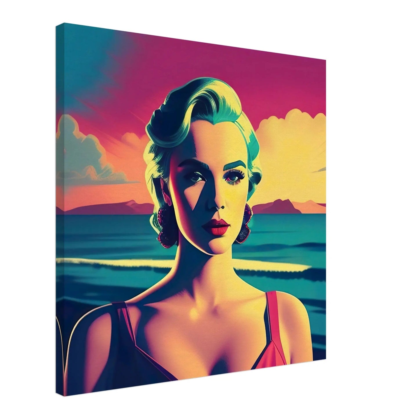 Leinwandbild - Frauenporträt im Retro Stil, KI-Kunst - RolConArt, Retro - Porträts,