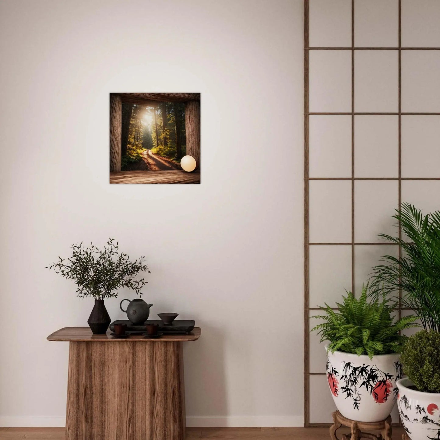 Moderner Forex-Druck - Waldblick - Foto Stil, KI-Kunst - RolConArt, Landschaften,