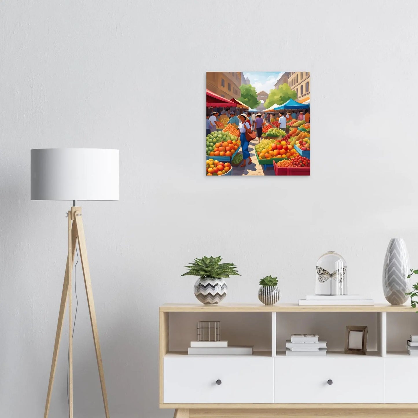 Moderner Forex-Druck - Obstmarkt - Malerischer Stil, KI-Kunst RolConArt