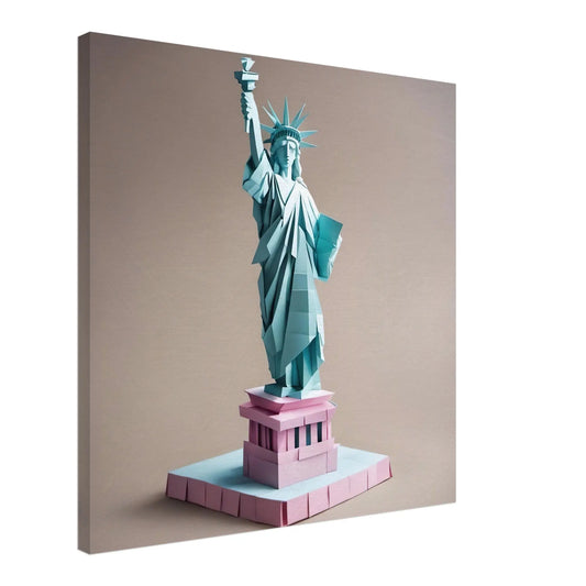 Leinwandbild - Freiheitsstatue - Origami Stil, KI-Kunst - RolConArt, Origami Kunst,