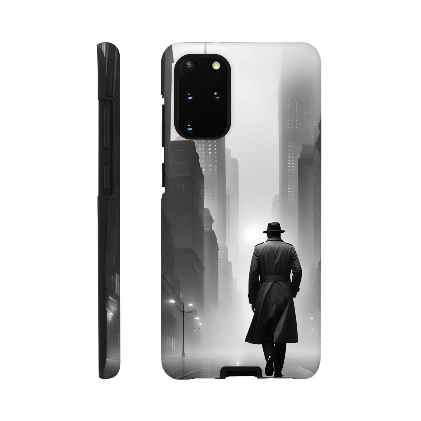Smartphone-Hülle "Hart" - Stadtgänger - Schwarz-Weiß Stil, KI-Kunst RolConArt, Schwarz-Weiß, Galaxy-S20-Plus