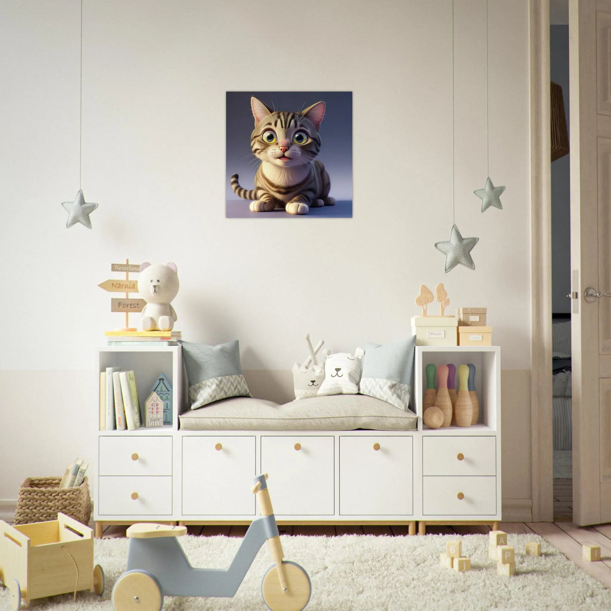 Aluminiumdruck - Niedliche Katze - Kinderbild, 3D-Stil, KI-Kunst RolConArt