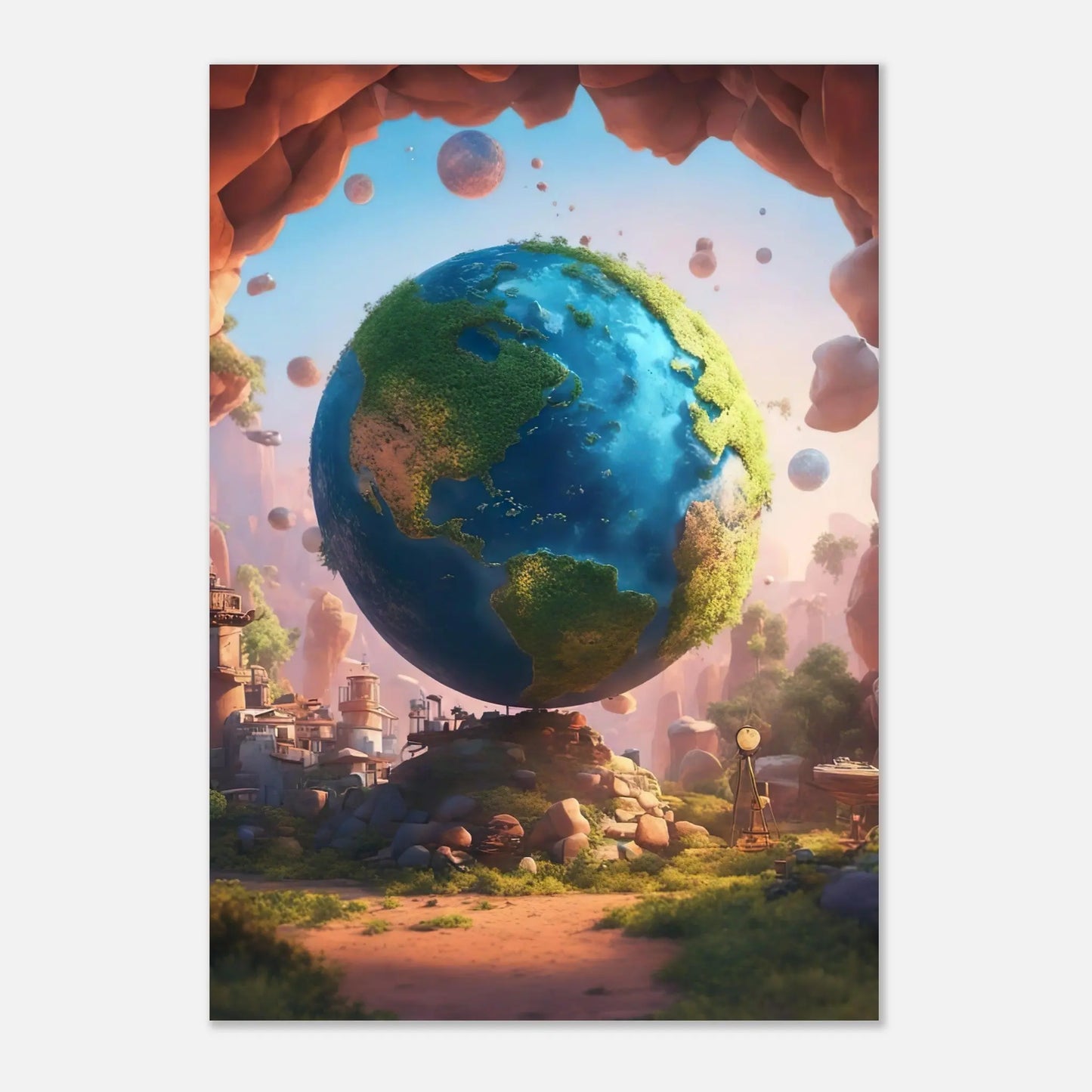 Aluminiumdruck - Fantasie Landschaft - Kinderbild, 3D-Stil, KI-Kunst RolConArt