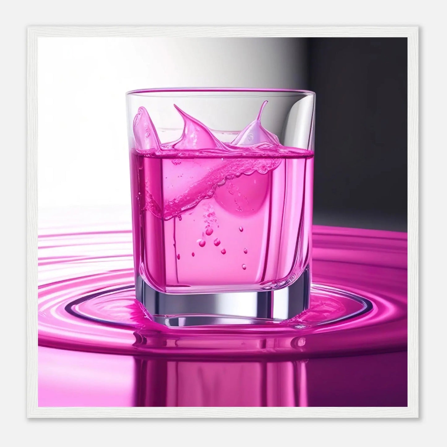 Gerahmtes Premium-Poster - Erfrischendes Rosa - Foto Stil, KI-Kunst - RolConArt, Kreative Vielfalt, 50x50-cm-20x20-Weißer-Rahmen