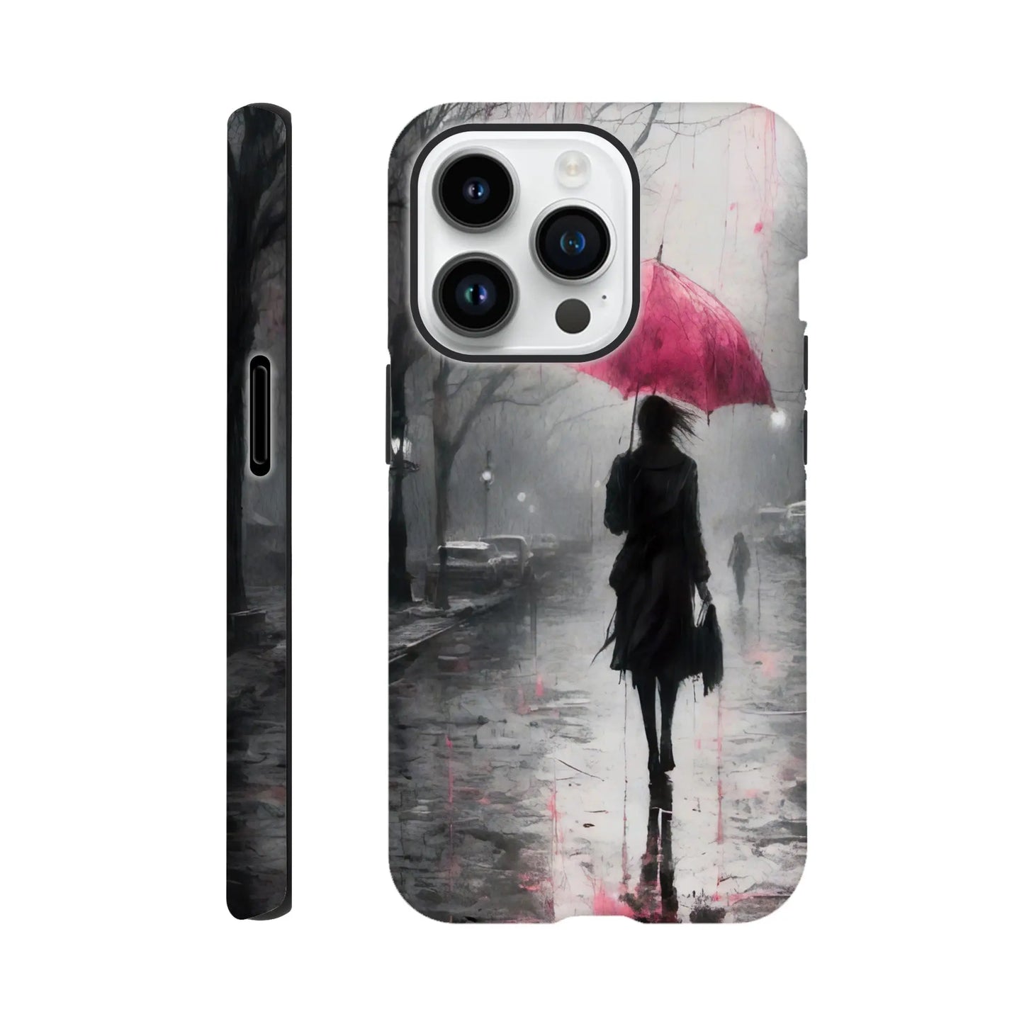 Smartphone-Hülle "Hart" - Frau Im Park - Düsterer Stil, KI-Kunst RolConArt, Malerischer Stil - Porträts, iPhone-14-Pro